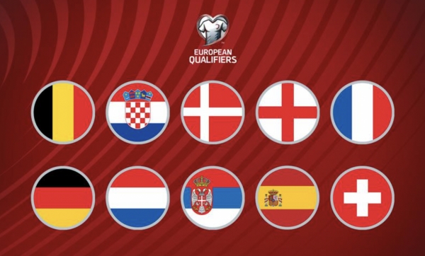 유럽예선 각 조 1위로 월드컵에 직행한 10개 팀. [사진=UEFA 공식 홈페이지 캡처]